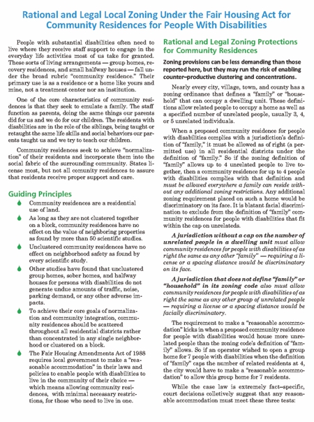 community residence zoning summary